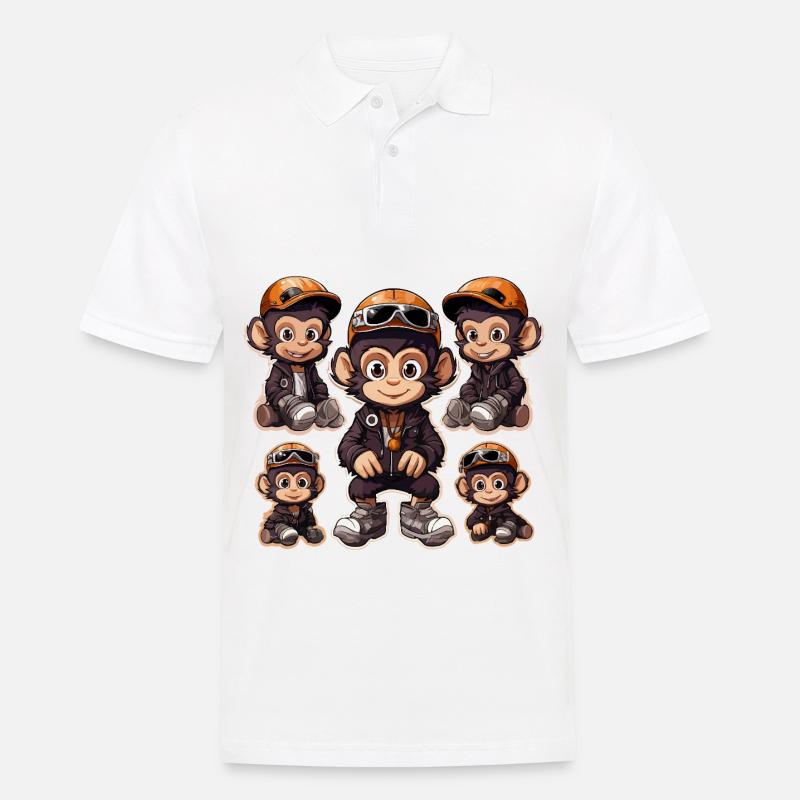 Affe Skateboarding Aufkleber Pack - Männer Poloshirt - Weiß