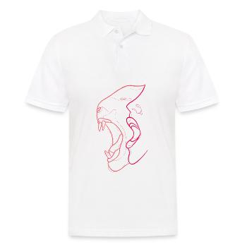 Doppelgesicht in einer Linie - Mensch & Tier - Männer Poloshirt - Weiß - Vorne - Kai (181cm)