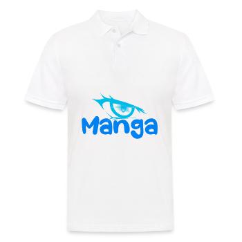 Manga logo light blue & dark eye - Men's Polo Shirt - white - Front - Kai (181cm)