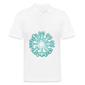 Symbole nordique Viking Valknut & Vegvisir vert - Polo Homme - blanc - Devant - Kai (181cm)