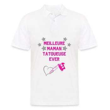 Meilleure maman tatoueuse ever fête des mères gift - Polo Homme - blanc - Devant - Kai (181cm)