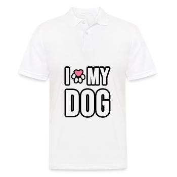 I love my Dog or Cat. Ich liebe meinen Hund oder m - Männer Poloshirt - Weiß - Vorne - Kai (181cm)