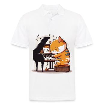 Feline Harmony - Men's Polo Shirt - white - Front - Kai (181cm)