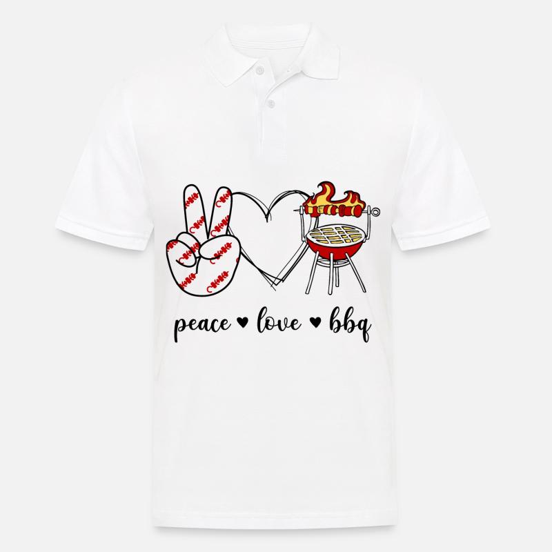 Peace love bbq - Männer Poloshirt - Weiß