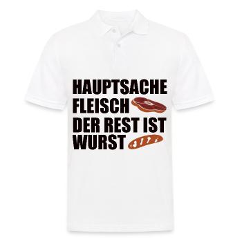 Hauptsache Fleisch der Rest ist Wurst - Männer Poloshirt - Weiß - Vorne - Kai (181cm)