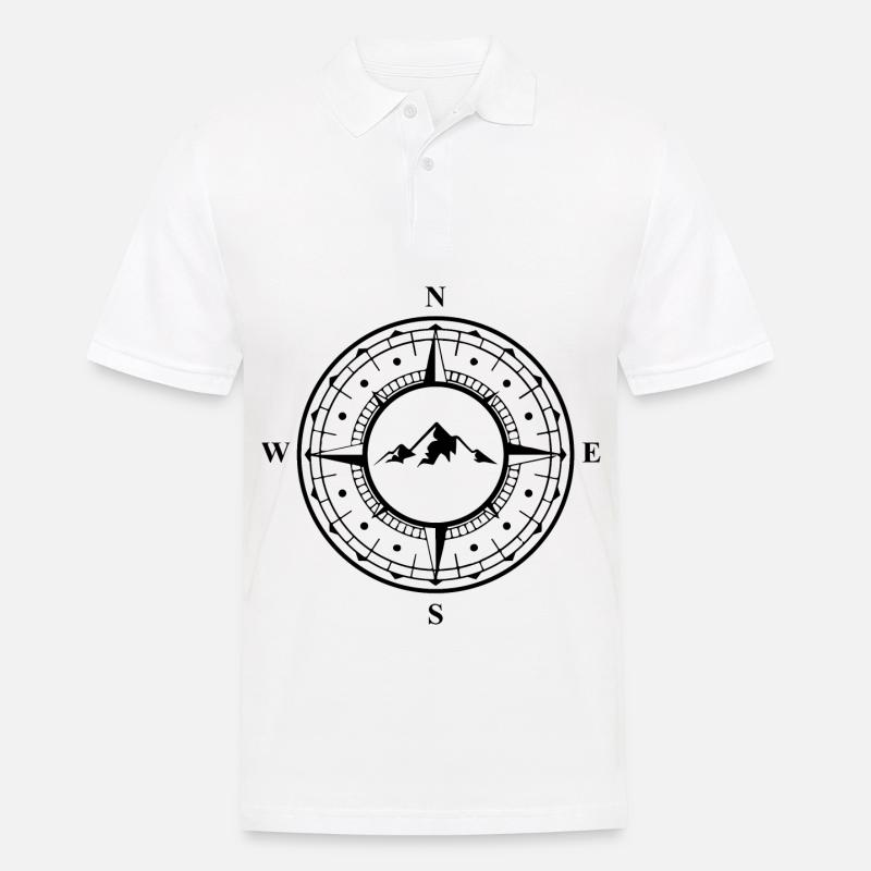 Berg im Kompass - - Männer Poloshirt - Weiß