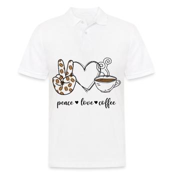 Café d'amour de la paix - Polo Homme - blanc - Devant - Kai (181cm)