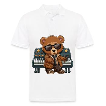 Funky Keys: A Piano-Playing Bear with Attitude - Men's Polo Shirt - white - Front - Kai (181cm)