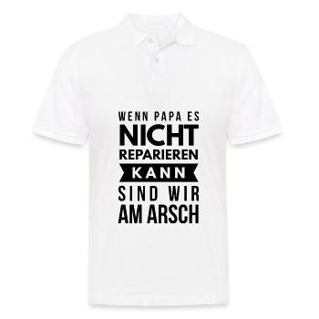 Papa kann alles Spruch Tshirt Geschenk - Männer Poloshirt - Weiß - Vorne - Kai (181cm)