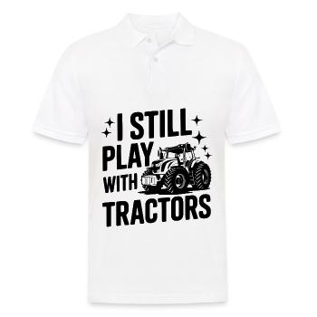 I STILL PLAY WITH TRACTORS - Männer Poloshirt - Weiß - Vorne - Kai (181cm)