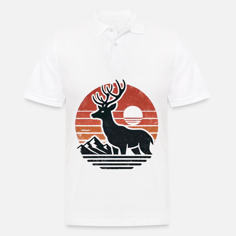 Hirsch - Männer Poloshirt - Weiß