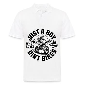 JUST A BOY WHO LOVES DIRT BIKES - Männer Poloshirt - Weiß - Vorne - Kai (181cm)
