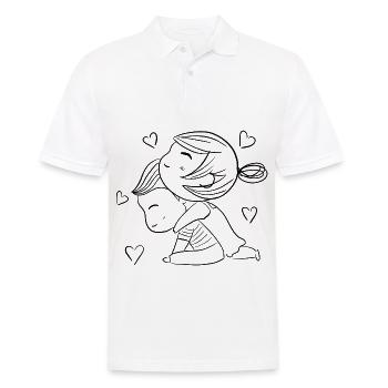 Zwei verliebte / Paar - Männer Poloshirt - Weiß - Vorne - Kai (181cm)