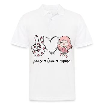 Peace Love Anime - Männer Poloshirt - Weiß - Vorne - Kai (181cm)