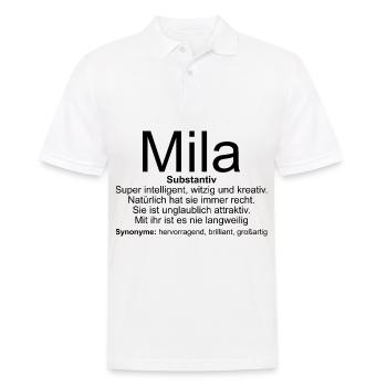 Name Definition Mila - Männer Poloshirt - Weiß - Vorne - Kai (181cm)
