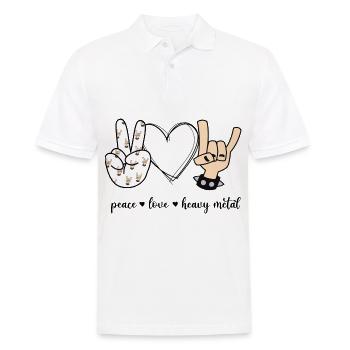 Peace Love Heavy Metal Liebe Rock Festival Musik - Männer Poloshirt - Weiß - Vorne - Kai (181cm)