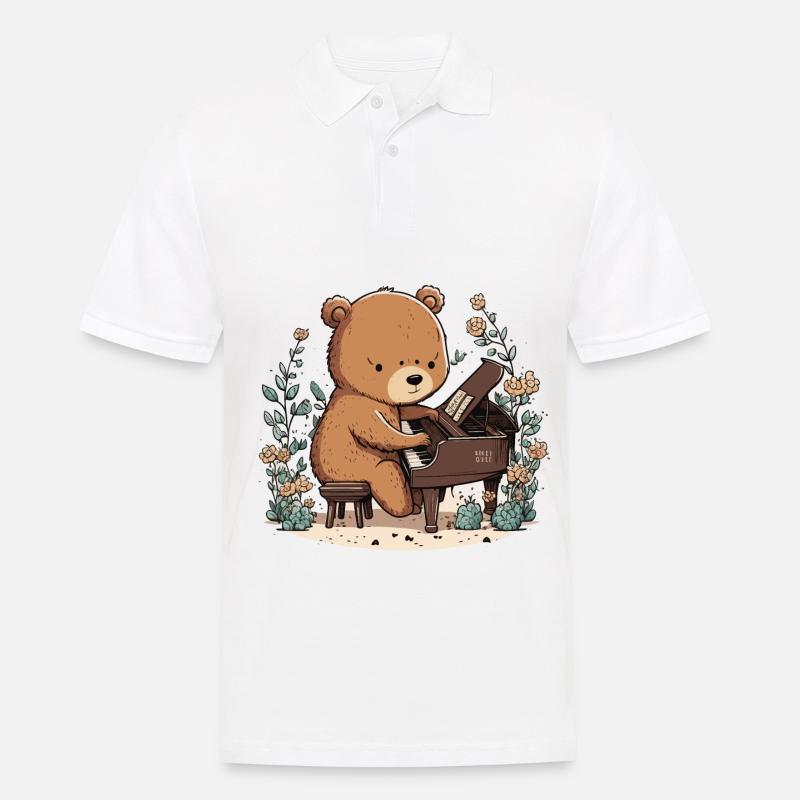 Melodischer Bär - Männer Poloshirt - Weiß