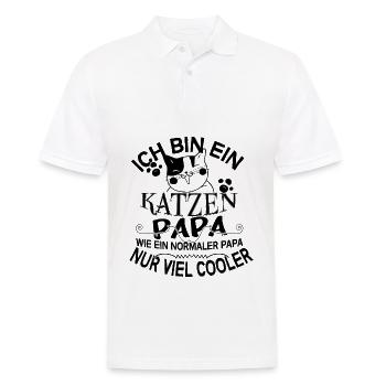 Katze – Shirt Katzenpapa Lieblingstier Geschenk - Männer Poloshirt - Weiß - Vorne - Kai (181cm)