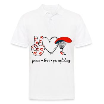 Peace Love Paragliding Paragleiter Fallschirm - Männer Poloshirt - Weiß - Vorne - Kai (181cm)