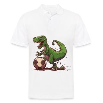 Dino Fußballstar - Männer Poloshirt - Weiß - Vorne - Kai (181cm)