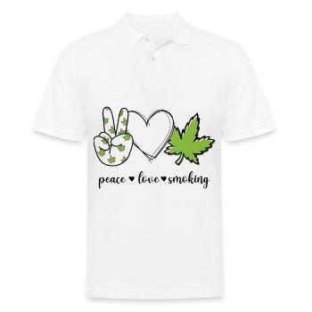 Peace Love Smoking Peace Smoker - Men's Polo Shirt - white - Front - Kai (181cm)
