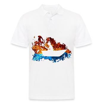 Fish Red Blue Fire Angler Fisherman Fishing - Men's Polo Shirt - white - Front - Kai (181cm)