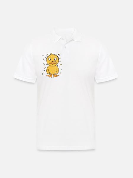 little duck befriends a ladybug - Men's Polo Shirt - white
