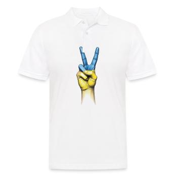 Paix en Ukraine - signe de paix - stop à la guerre - Frieden - Polo Homme - blanc - Devant - Kai (181cm)