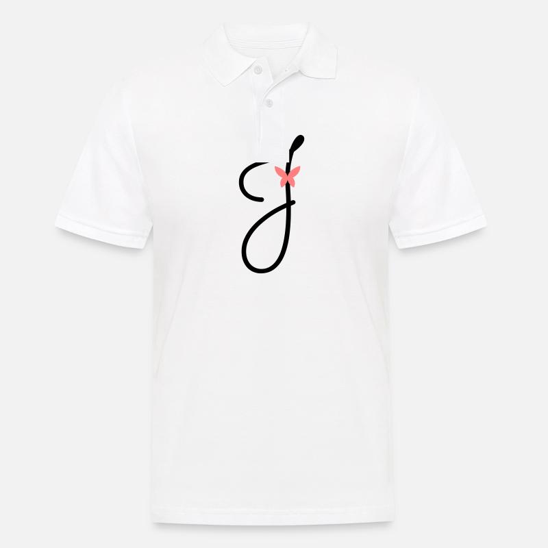 Buchstabe J Schmetterlingsbuchstabe - Männer Poloshirt - Weiß