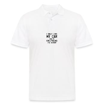Ich liebe nur mein Auto und meine Freundin treiben - Männer Poloshirt - Weiß - Vorne - Kai (181cm)