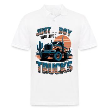 Just a boy who loves trucks - Männer Poloshirt - Weiß - Vorne - Kai (181cm)