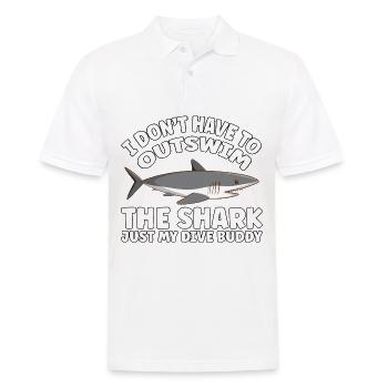Funny Scuba Diving – Outswim the Shark Quote - Männer Poloshirt - Weiß - Vorne - Kai (181cm)