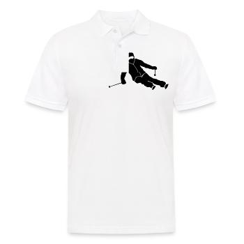 Winter - Skier Carving - Men's Polo Shirt - white - Front - Kai (181cm)