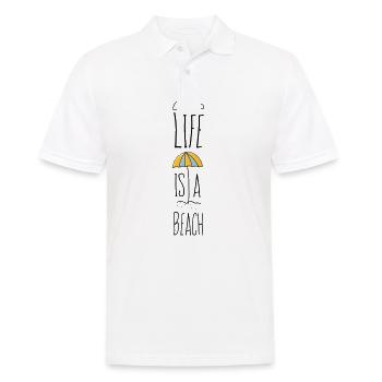 Life is a Beach lettering summer summer font - Men's Polo Shirt - white - Front - Kai (181cm)