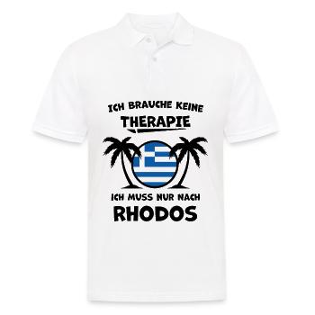 Ich muss nur nach Rhodos - Männer Poloshirt - Weiß - Vorne - Kai (181cm)