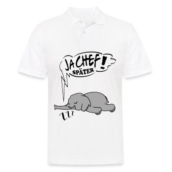 Ja Chef später Elefant Ingnorant Nein Nö Chef - Männer Poloshirt - Weiß - Vorne - Kai (181cm)