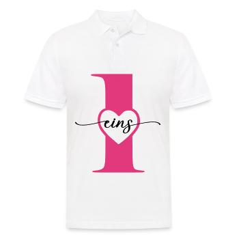 Digit One 1 with Heart - Men's Polo Shirt - white - Front - Kai (181cm)