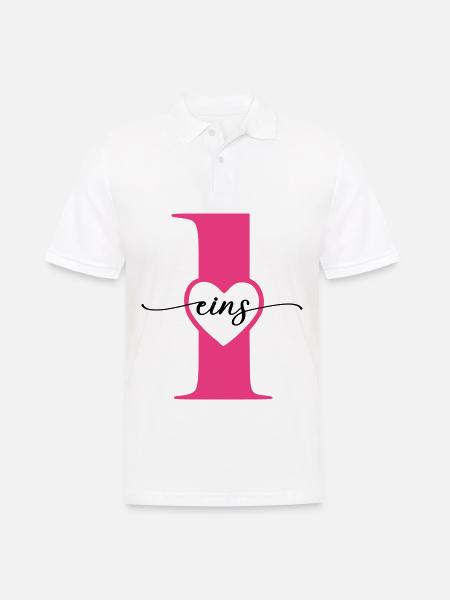 Digit One 1 with Heart - Men's Polo Shirt - white