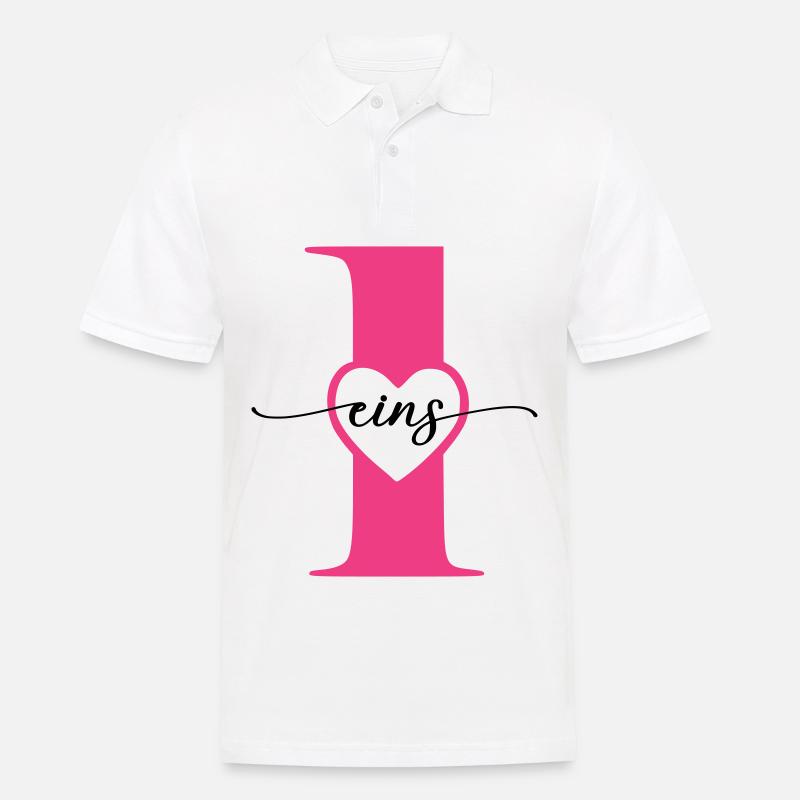 Cifra Uno 1 con Cuore - Polo da uomo - bianco