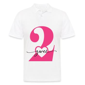 Ziffer Zwei 2 mit Herz - Männer Poloshirt - Weiß - Vorne - Kai (181cm)