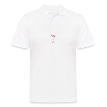 FLAMINGO. THINK PINK - Männer Poloshirt - Weiß - Vorne - Kai (181cm)