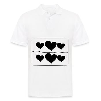 Heart Six Hearts Symbol Love Line Square - Men's Polo Shirt - white - Front - Kai (181cm)