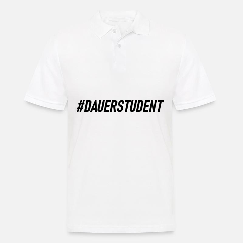 DAUERSTUDENT in schwarz - Männer Poloshirt - Weiß