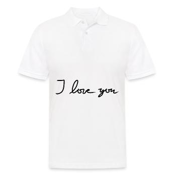 Icône de texte Je t’aime - Polo Homme - blanc - Devant - Kai (181cm)