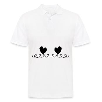 Deux coeurs ligne de coeur amour - Polo Homme - blanc - Devant - Kai (181cm)