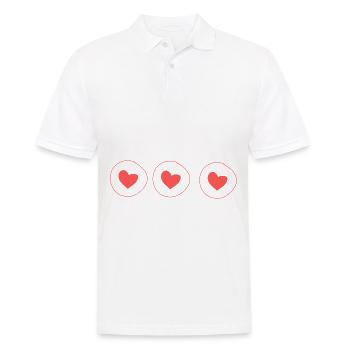Coeur Cercle Symbole Forme Amour Motif Coeurs Rouge - Polo Homme - blanc - Devant - Kai (181cm)