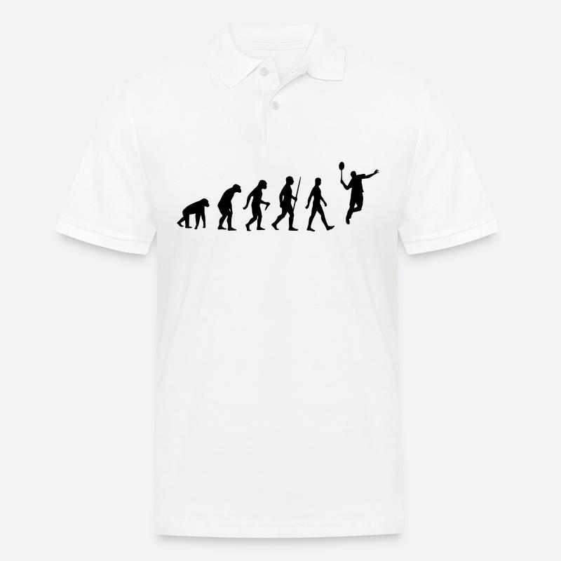 Evolution - badminton, badminton, humain, singe - Polo Homme - blanc