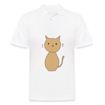 Chat Animal Symbole Mignon Marron - Polo Homme - blanc - Devant - Kai (181cm)