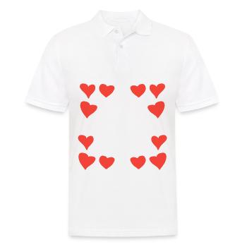 herzen muster rahmen eckig herz rot - Männer Poloshirt - Weiß - Vorne - Kai (181cm)