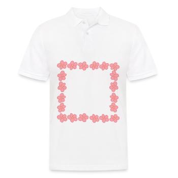 blumen blüte pflanze rosa rahmen - Männer Poloshirt - Weiß - Vorne - Kai (181cm)
